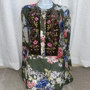 Arrata Silent Journey besticktes Samt Shirt Top Größe Small S gebraucht, in einwandfreiem Zustand - Bild 1 von 3