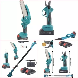 Kit potatura forbice cesoia motosega 6" a batteria 48V + asta telescopica 240mm - Foto 1 di 7