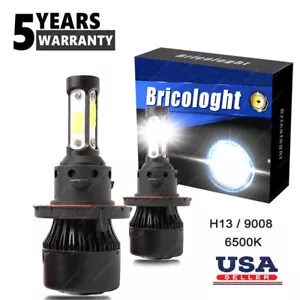 H13 9008 LED Headlight Bulbs Kit 10000W 1000000LM Hi/Lo Beam 6500K Super Bright - Picture 1 of 12