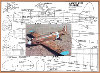 Model Airplane Plans (RC): Macchi C-202 Folgore 1/12 Scale for .09-.15 Engine - Image 1 of 3