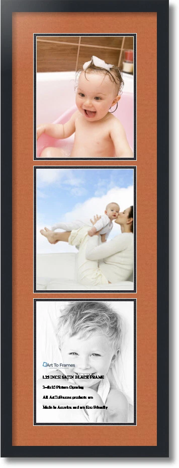 ArtToFrames Collage Mat Picture Photo Frame 3 8x10" Openings in Satin Black 139 - Image 1 of 1
