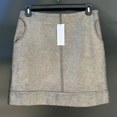 Новая мини-юбка Diane Von Furstenberg размер 10 шерстяная смесь металлик серебро вечер - Изображение 1 из 4