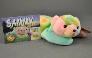 Sammy The Tie-Dye oso de peluche #4215 Ty gorro retirado bebé con tarjeta coleccionable - Imagen 1 de 12