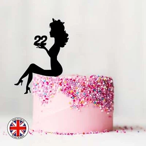 Personalised Sitting Girl Silhouette Crown PLASTIC Cake Topper 60752 any number - Picture 1 of 4