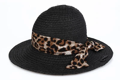 Sombrero de Panamá Vince Camuto Banda de Tela Trenzado Negro OS 268038 Foto 1 de 2