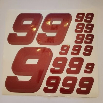 Metallic Burgandy w shadow #9's Racing Vinyl Decal Sheet 1/10-1/12DEFECTIVE BOXD - Image 1 of 4