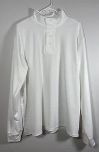 Mens X-large White Long Sleeve 4 Button Front Shirt w/Stand-up Collar - Picture 1 of 4