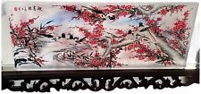 Rare Chinese Art Inner Glass Painting Unique Singing Birds Collectible wood base