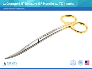 Scissors 5.5" LaGrange Gold Plated Handle with Tungsten Carbide Inserts ARTMAN - Picture 1 of 9