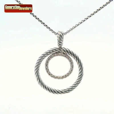 COLLAR CADENA COLGANTE INFINITO DOBLE CÍRCULO DIAMANTE DAVID YURMAN PLATA 925 Foto 1 de 4