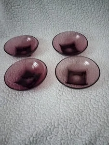 Hazel Atlas 4 Moroccan Amethyst Glass Colony Square Bottom Round Bowls - Picture 1 of 3