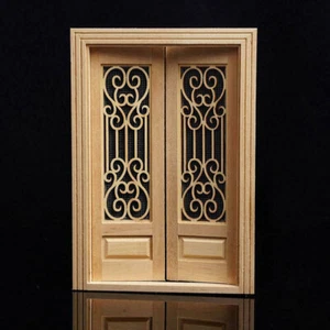 1:12 Puppenhaus Miniatur Holz Doppeltür bemaltbar SALE S4T2 I4N9 NEU - Bild 1 von 11