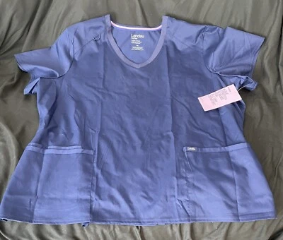 Blusa Médica Landau ProFlex Para Mujer 3 Bolsillos Cuello en V Azul Marino Púrpura - Talla 3XL Foto 1 de 4