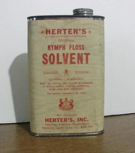 Vintage Herter's Original Nymph Floss Solvent Empty Tin Poison - Picture 1 of 3