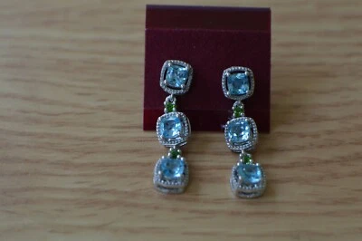 2.50ct Marambaia Topaz / Diopside Dangle Earrings Platinum over Fine Silver VVS - Image 1 of 4