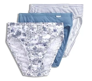 New Jockey Women's sz 8 Underwear Elance Cotton French Cut 3 Pack Blue Stripes - Picture 1 of 2