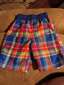 Children’s Place Boys Youth Size 4T Swim Trunks Elastic Waist Plaid Colors - Picture 1 of 3