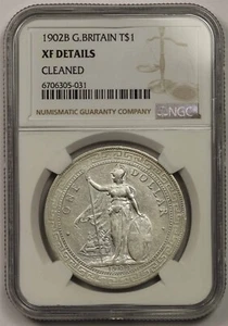 1902B Great Britain Silver Dollar $1 NGC XF Details  - Picture 1 of 4