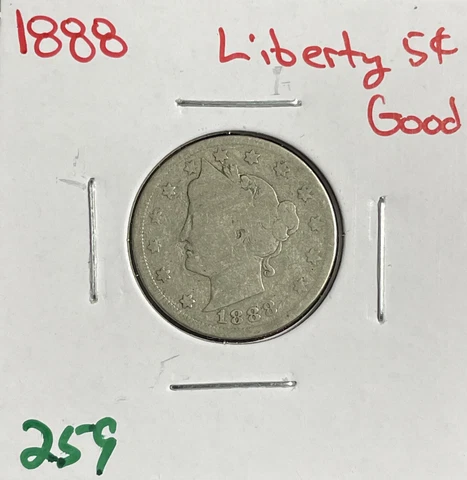 1888 Liberty V Nickel Good See Pictures Cover