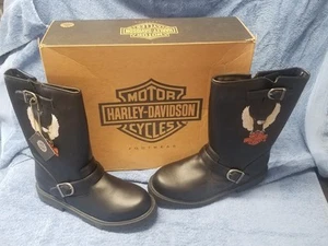 Harley Davidson Full Throttle #31670 Black Side Zipper Size 5 M Motorcycle Boots - Picture 1 of 9