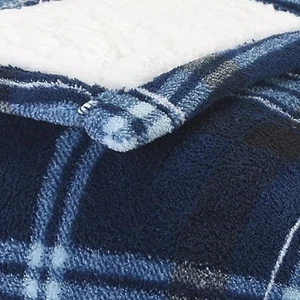 Sunbeam Heated Electric Blue Plaid Sherpa & Microplush Throw Blanket, Warming - Picture 1 of 3