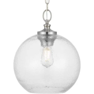 Progress Lighting Evansway 1-Light Brushed Nickel with Clear Hammered Glass - Picture 1 of 6