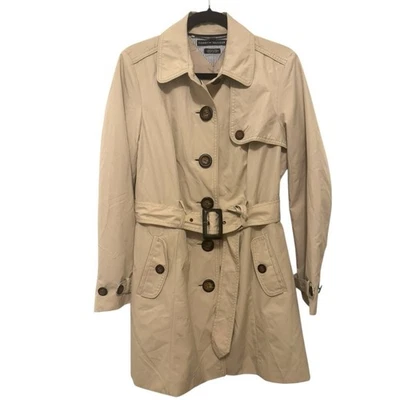 Trench coat feminino Tommy Hilfiger chuva bronzeado claro/tamanho M/comprimento do joelho com cinto - Imagem 1 de 4