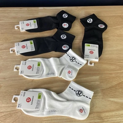New Women's 5 pairs LULULEMON 34 crew socks size Medium 2 White 3 Black - Image 1 of 4