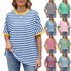 Women's Ladies Summer Baggy Casual Tops Blouse Loose Tee T-shirts Plus Size - Picture 1 of 21