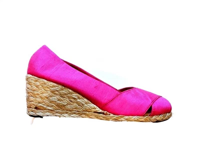 Lauren Ralph Lauren Cecilia Alpargata Rosa Caliente Seda Cuñas Talla 7B Nuevo $119 Foto 1 de 4