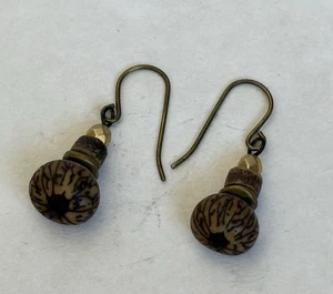 Markenlos, Ohrringe, Hänger, Braun, Gold, Ethno, Gothic, Ohrhänger, Silber - Bild 1 von 3