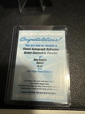 2025 Topps Finest Redemption 🔥Alex English🔥 Auto - Denver Nuggets - Image 1 of 2