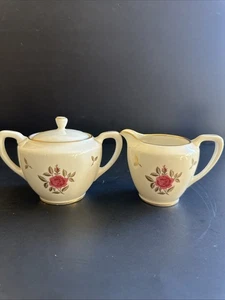 Lenox Rhodera Creamer Sugar Bowl Set Rose Gold Leaf USA Bone China VTG 1962 - Picture 1 of 24
