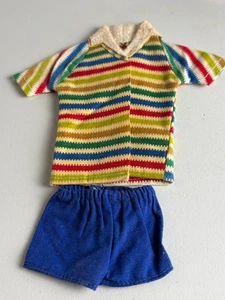 VINTAGE Allan Alan ORIGINAL Outfit Striped Jacket and Blue Shorts - Picture 1 of 6
