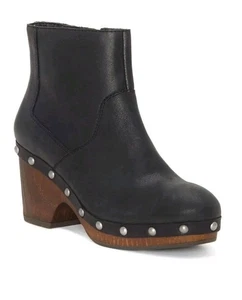 Botines Lucky Brand Yasamin Tachonados Cuero Negro Madera Plataforma Talla 7M 37EU - Imagen 1 de 19