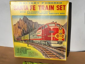 REPRO BOX ONLY!! of the tin toy 1950's Nomura-Japan bat.op. SANTA FE TRAIN SET - Imagen 1 de 8