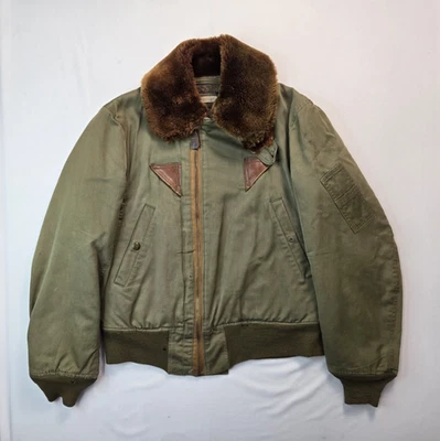 USAAF Vintage 1940s WW2 WWII B-15A Flight Bomber Jacket Mens 38 Medium M - Image 1 of 4
