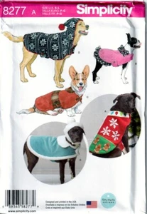 Simplicity Sewing Pattern 8277 Fleece Dog Coats and Hats in 3 Sizes S,M,L - Picture 1 of 2