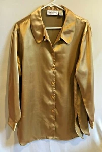 Women's Vintage Diane Von Furstenburg DVF Gold Button Front Top Size Large - Picture 1 of 3
