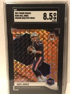 2021 Panini Mosaic Mac Jones Orange Reactive Prizm SGC 8.5 Patriots RC - Picture 1 of 3
