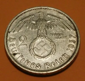 1937-f ALEMANIA Tercer Reich alemán moneda de 2 marcos - plata - Imagen 1 de 2