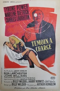 "TEMOIN A CHARGE (WITNESS FOR THE PROSECUTION)"Affiche Marlene DIETRICH,T. POWER - Foto 1 di 1