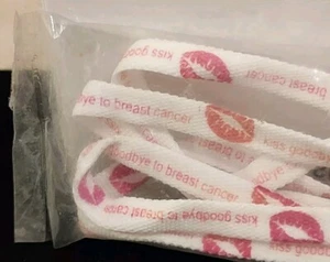  Lote de dos cordones de algodón para zapatos Kiss Goodbye To Breast Cancer de colección EE. UU. Avon  - Imagen 1 de 8