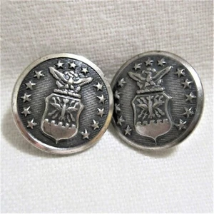 2 Vintage 16 mm U.S. Air Force Metall Uniform True Manschettenknopf Lot ~ Waterbury ~ UNBENUTZT - Bild 1 von 2