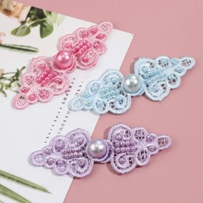 2PCS Chinese Style Frog Buttons Sewing DIY Pearl Beaded Shirt Closures Buttons - Image 1 of 4