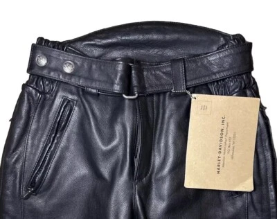 Harley-Davidson мотоцикла езды кожаные брюки размер 4 мотоциклиста новый с Ярлыками новый из старых запасов - Изображение 1 из 4