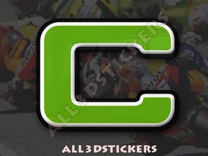 3D Stickers Resin Domed LETTER C - Color Green - 50 mm(2 inches) Adhesive Decal - Imagen 1 de 1