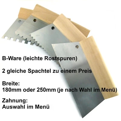 SCHWAN B-Ware im 2er Set Kleberspachtel Zahnspachtel 180 / 250 mm, gezahnt, ungezahnt