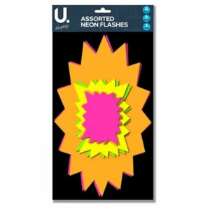 Neon Flashes - Cards Fluorescent Cards Display Labels Medium Large Small Pricing - Picture 1 of 1