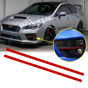 For Subaru WRX & STI 2015 2016 2017 Red Fog Lamp Bezel Pinstripe Stickers 2pcs - Picture 1 of 8